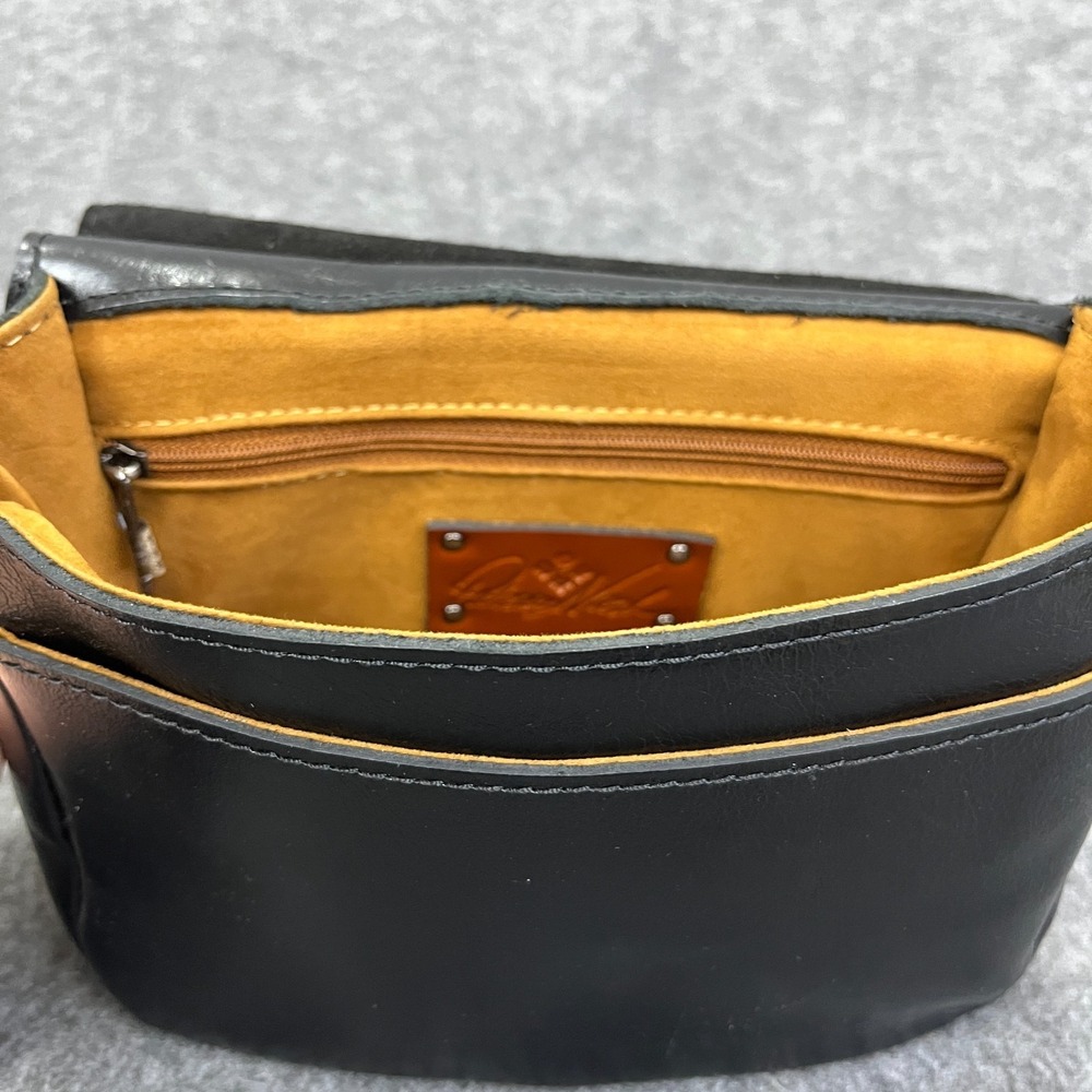 Patricia Nash London Saddle Bag Heritage Black Leather Crossbody Medium Purse - Picture 11 of 13